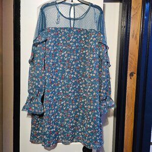 NWT Francesca's Collections Women's Floral Printed Mesh Top Midi Dress in Medium